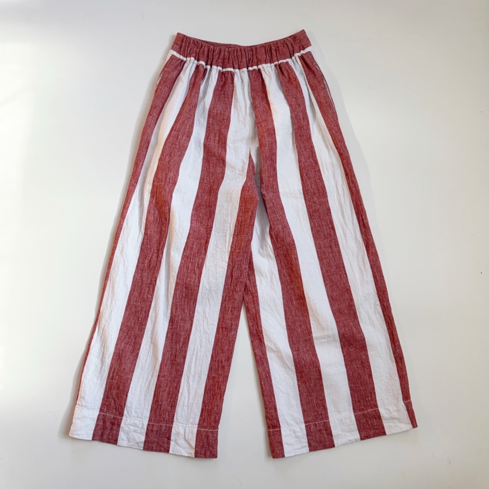 Madewell Huston Pull On Crop Pants Stripe Linen Blend XXS - Picture 6 of 10